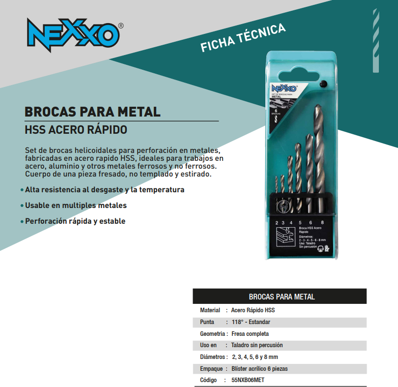 Broca Metal HSS Acero Rápido