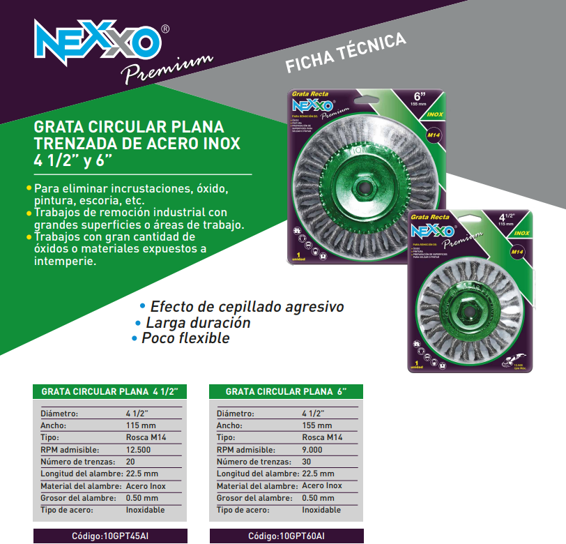 Grata Circular Plana Trenzada Acero Inox