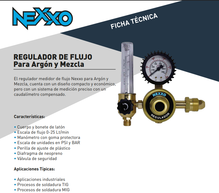 Regulador de Argón y Mezcla