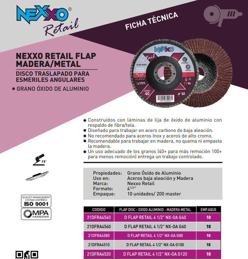 Disco flap óxido de aluminio - Retail