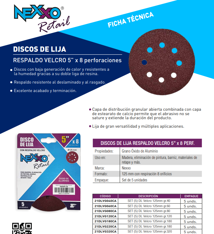 Discos de Lija Respaldo Velcro 5"