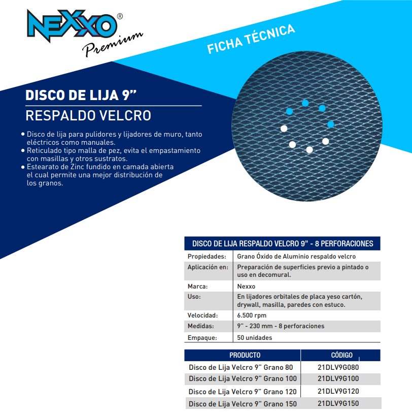 Disco de Lija Respaldo Velcro 9"