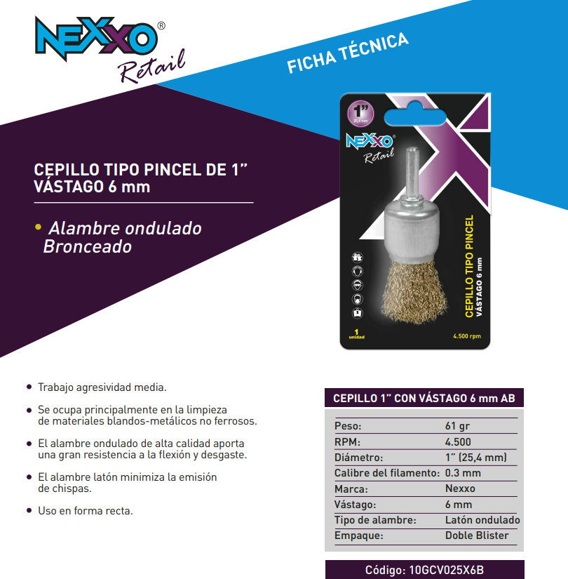 Cepillo con Vástago Tipo Pincel