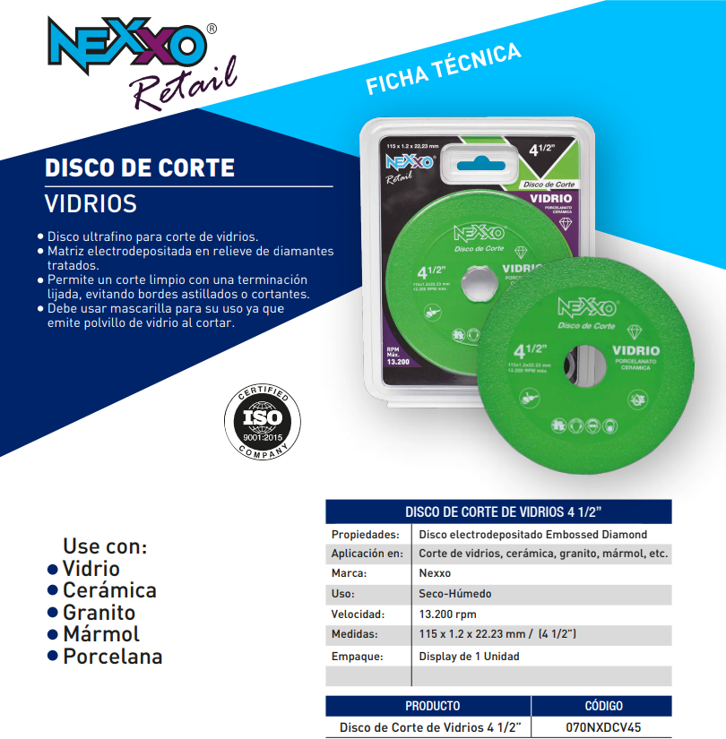 Disco de corte - Vidrio