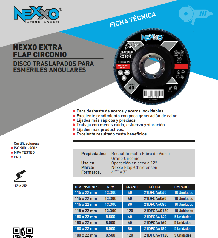 Disco flap circonio - Extra