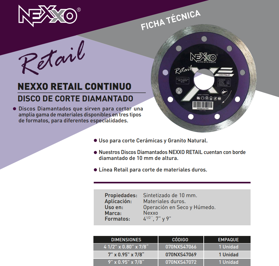 Disco de corte diamantado continuo - Retail