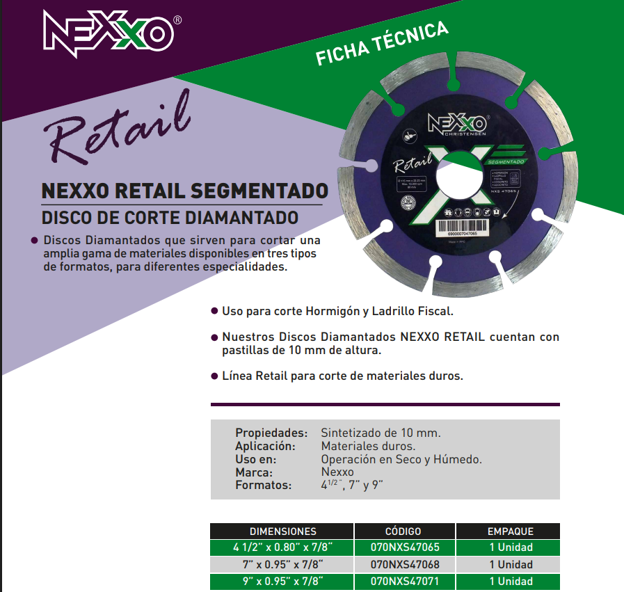 Disco de corte diamantado segmentado - Retail