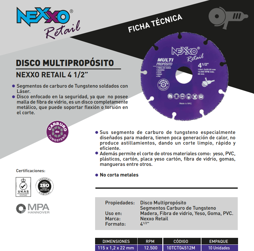 Disco de corte - Multipropósito